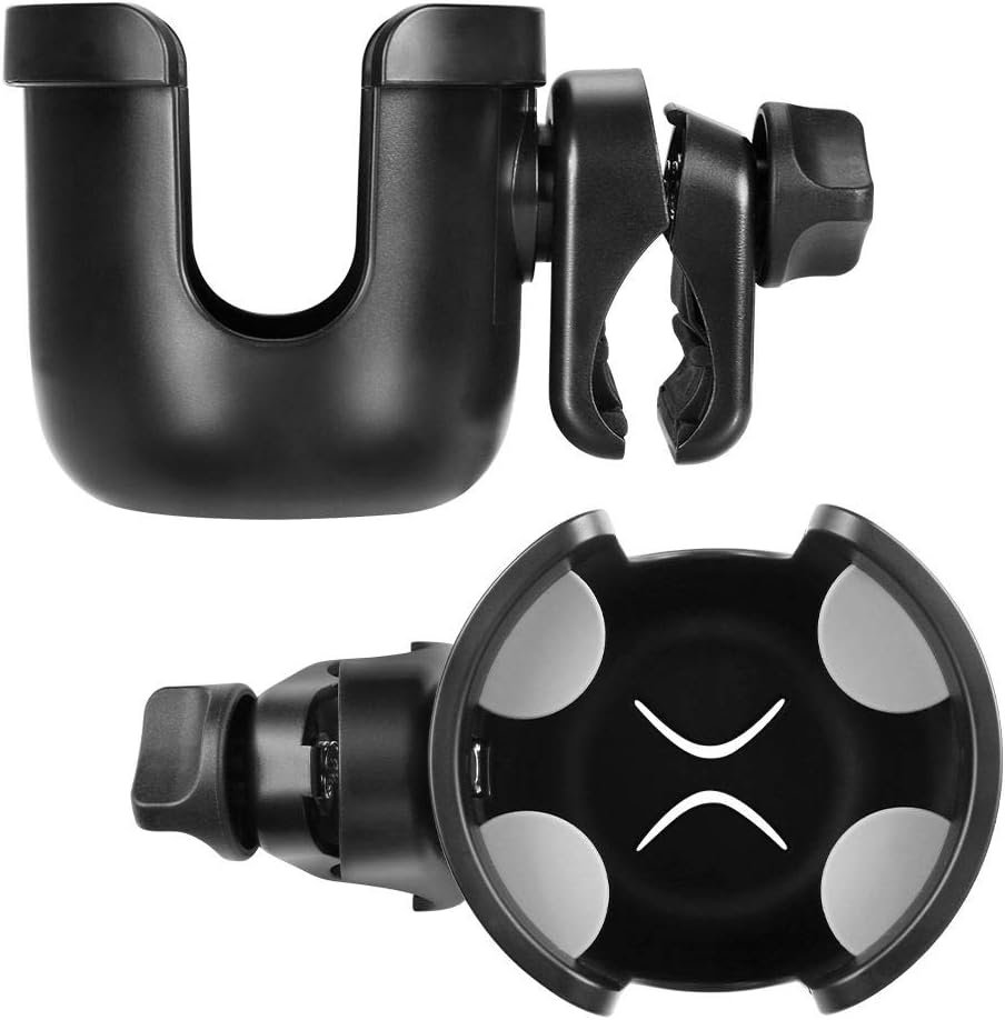 Accmor Stroller Cup Holder, Universal Cup Holder, Bike Cup Holder, 360° Rotatable Large Caliber Drinks Holder for Stroller, Bike, Wheelchair, Walker, Black