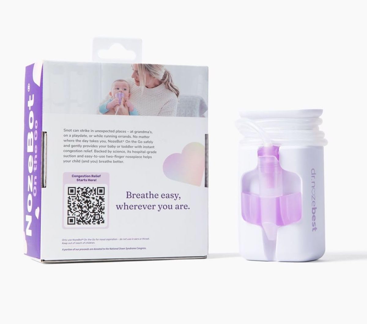 Dr. Noze Best - NozeBot | Electric Baby Nasal Aspirator | Hospital Grade Suction | Nose Sucker and Nasal Vacuum | Safe for Infants and Toddlers (On The Go - Mild Congestion)