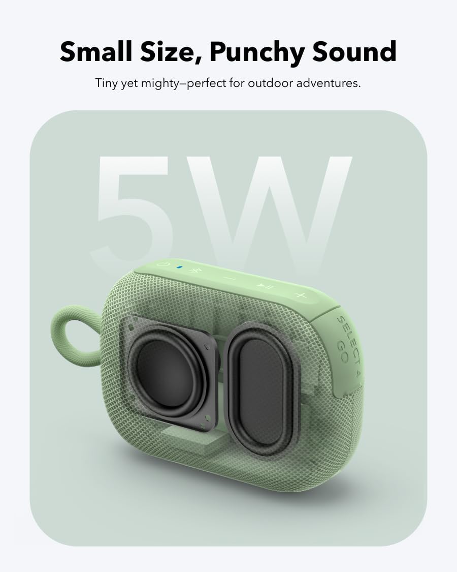 soundcore Select 4 Go Bluetooth Shower Speaker by Anker, IP67 Waterproof/Dustproof, Portable Wireless Speaker, 20H Playtime, Floatable, Powerful Sound, Electronics for Outdoor/Home/Office/Travel-Green