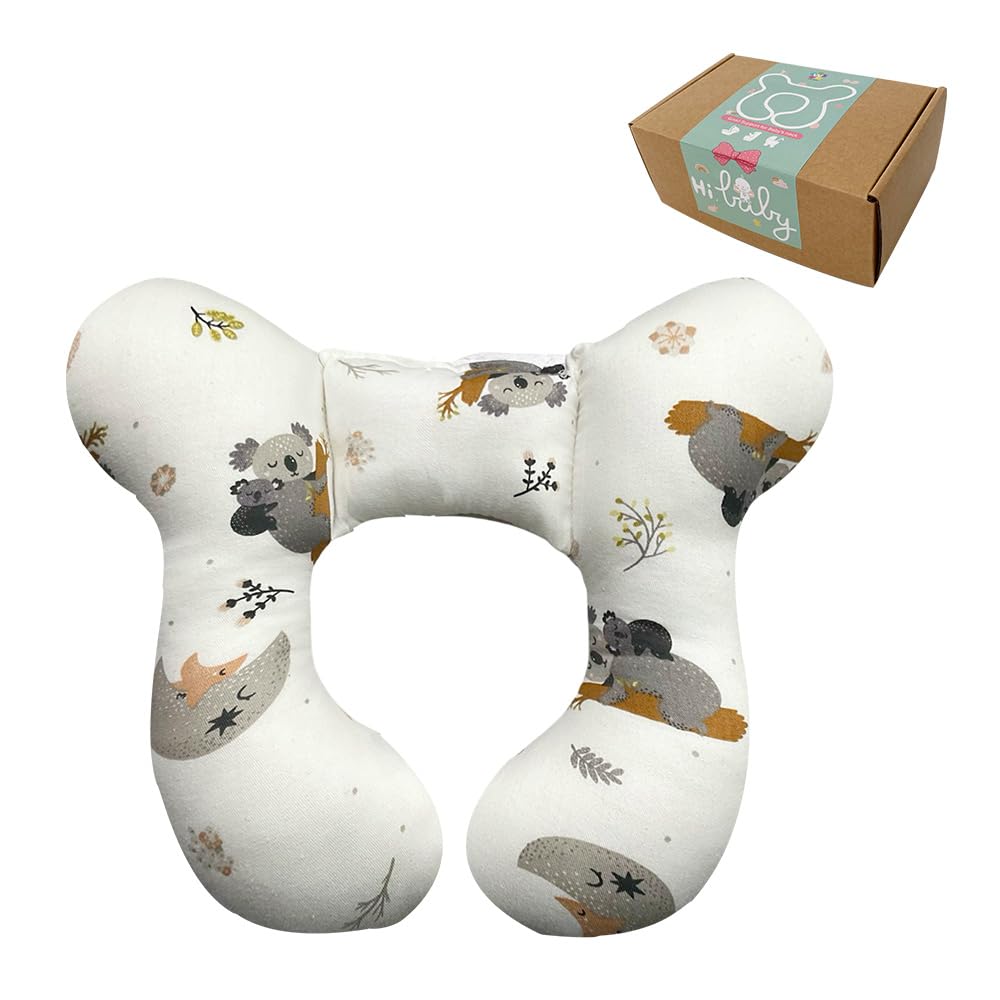 Baby Neck Pillows, Comfortable Baby Travel Head Neck Support Pillow for Car Seat Stroller Pushchair, Soft PP Cotton Travel Pillow for 0-1 Year Old Toddler Infant Newborn, Koala