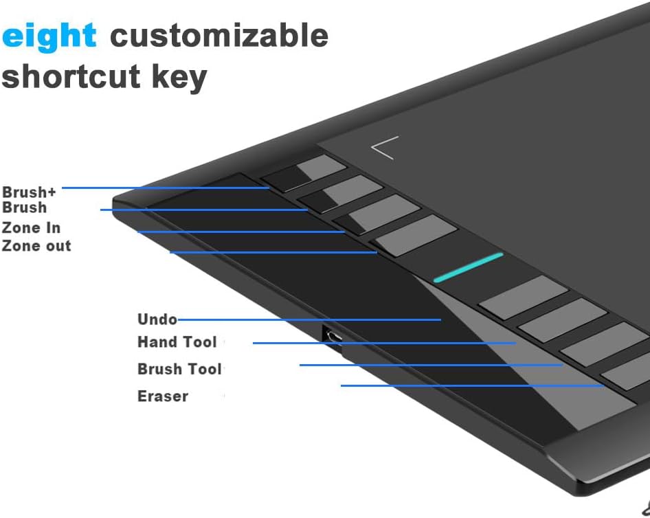 UGEE Drawing Tablet Graphics Tablets, M708 V2 Upgrade PC&Android Device,10x6 Inch Ultra Thin Large Digital Graphic for PC, Pad with 8 Hot Keys 8192 Level Battery-Free Stylus for Creation Sketch