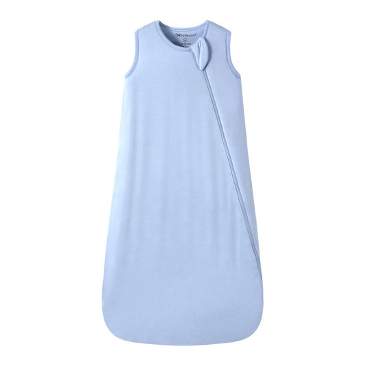 Mosebears Unisex Baby Sleep Sack 1.0 TOG, Supersoft Rayon Made from Bamboo Wearable Blanket with 2-Way Zipper (Fog Blue,0-6 Months)