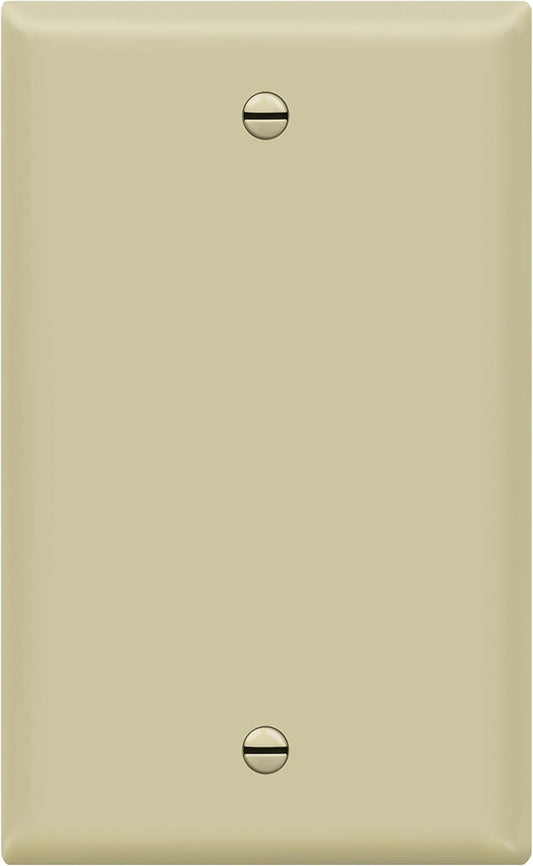 ENERLITES Blank Device Wall Plate, Gloss Finish, Standard Size 1-Gang 4.50" x 2.76", Polycarbonate Thermoplastic, 8801-I, Ivory