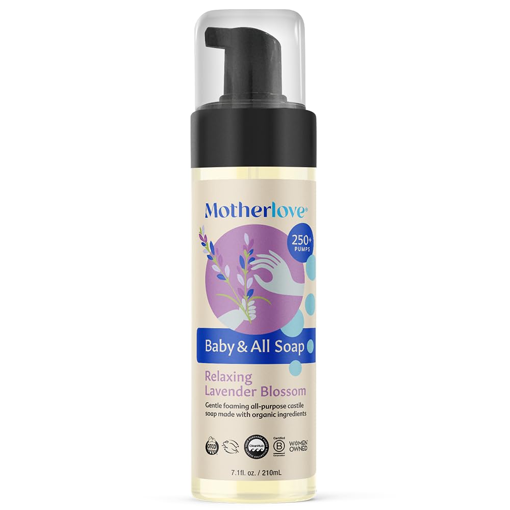 Motherlove Baby & All Soap (7.1 oz) Gentle Foaming All-Purpose Castile Soap Made with Organic Ingredients – Relaxing Lavendar Blossom