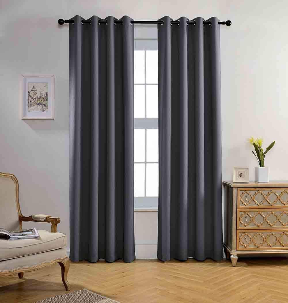 MIUCO Blackout Curtains Room Darkening Thermal Insulated Textured Grommet Curtains for Bedroom 2 Panels 52x95 Inch Dark Grey
