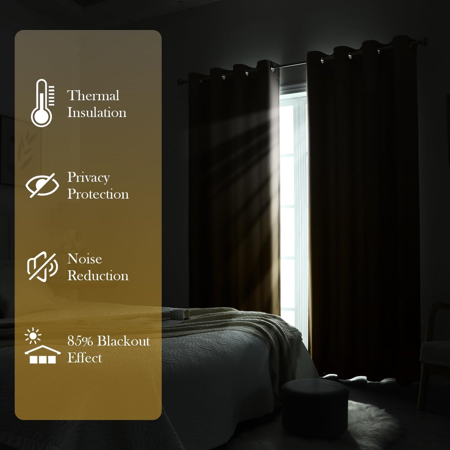 HOMEIDEAS Yellow Ombre Blackout Curtains 52 X 63 Inch Length Gradient Room Darkening Thermal Insulated Energy Saving Grommet 2 Panels Window Drapes for Living Room, Bedroom