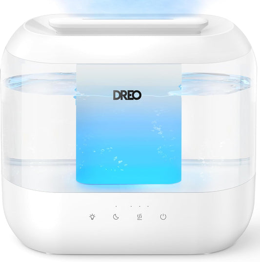 Dreo Humidifiers for Bedroom, 4L Top Fill for Large Room, 36H Runtime, 28 dB Quiet Supersized Cool Mist Air Humidifier for Baby Nursery, Plants, Indoor, Night Light, Easy to Clean & Fill