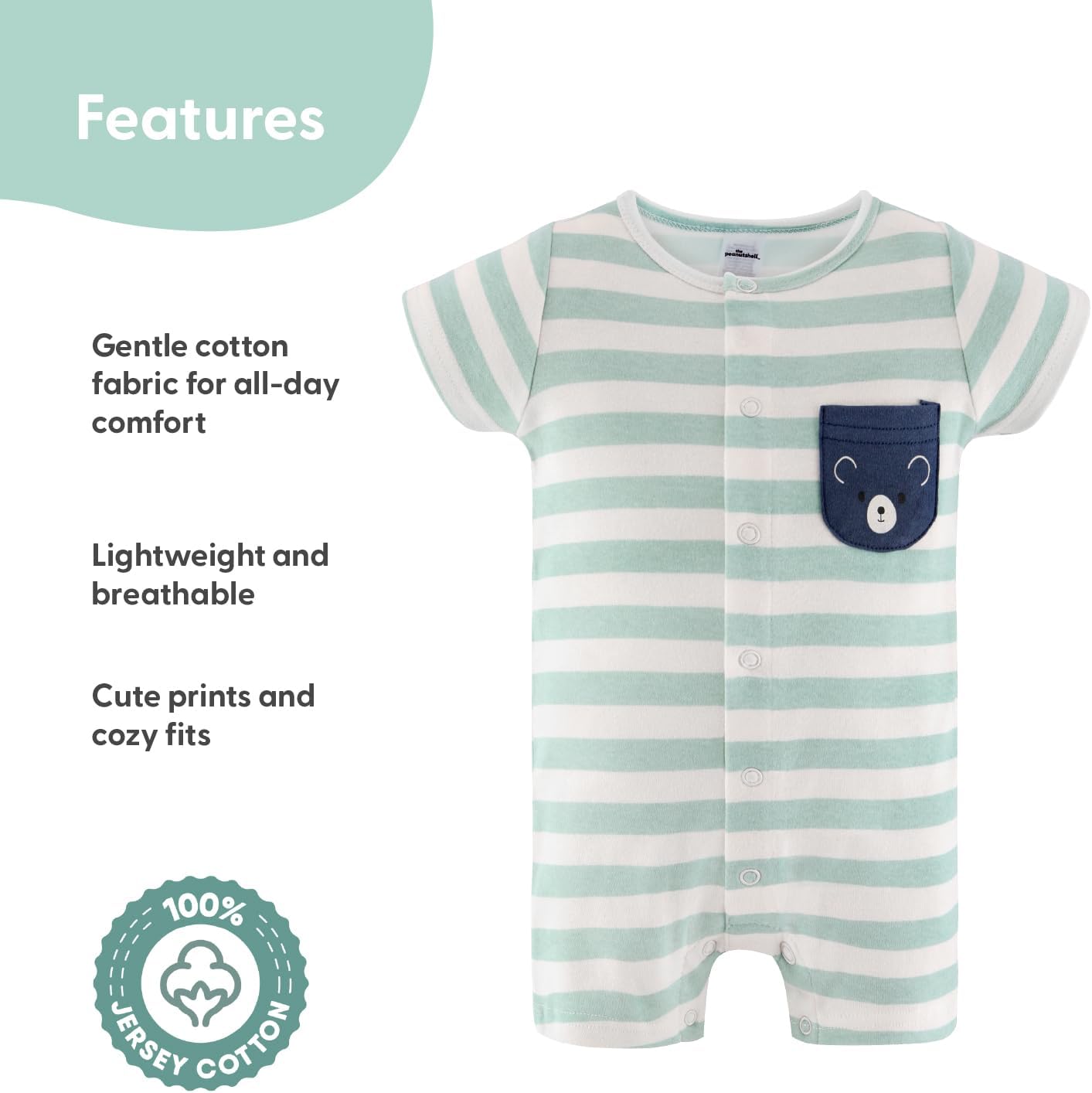 The Peanutshell Baby Boy Rompers 2 Pack - 100% Cotton Clothes, Rompers for Newborn, Infant, and Baby Boy - Blue Stars