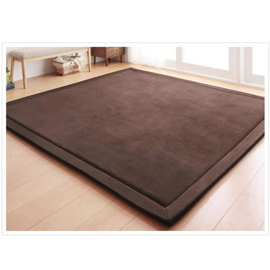 Loartee Coral Velvet Crawling Rug (6.0'x 6'8", Coffee) for Toddler Children Play Area Rug Yoga Mat Exercise Pad Carpet