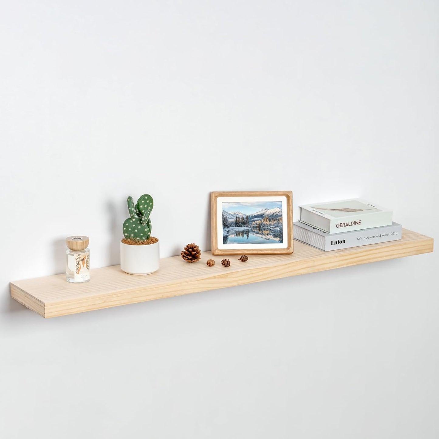 Rustic Wood Floating Shelves - 48" W x 8" D x 1.6" H, Fireplace Mantel & Wall Storage for Bathroom, Bedroom, Kitchen, Garage