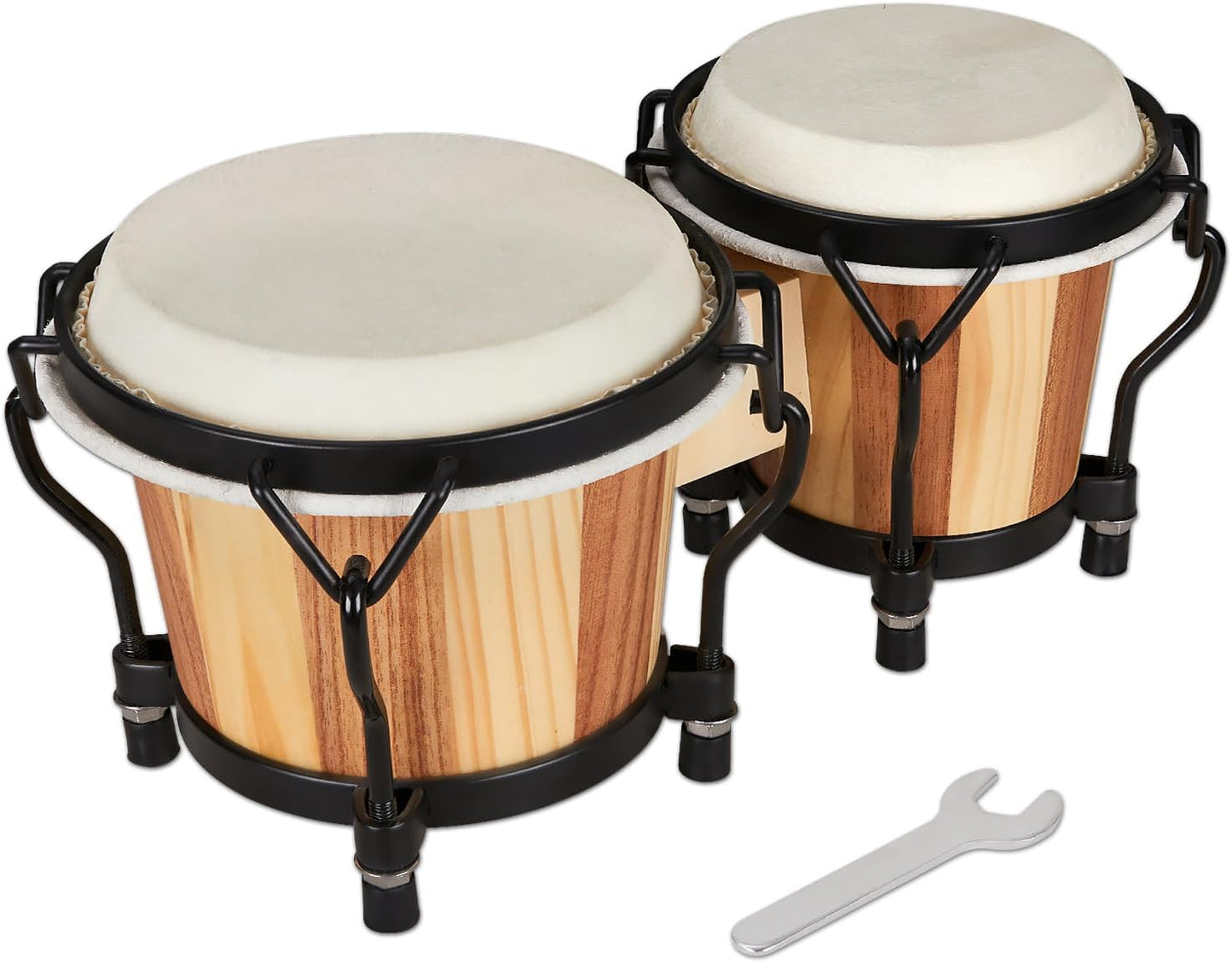 MUSICUBE Bongo Drum Set 4” and 5” Bongos for adults kids Beginners Professional Wooden and Metal Drum with Tuning Wrench