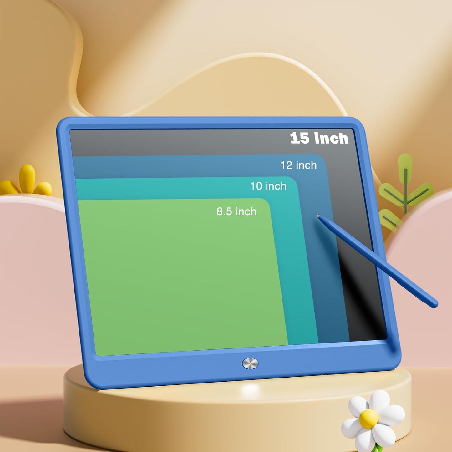 LCD Writing Tablet for Kids, Large Screen 15-Inch Drawing Writing Tablet Doodle Board, Toddler Educational Toys Girls Boys 3-12+ Year Old Birthday Gift Office Road Trip Essentials, Navy