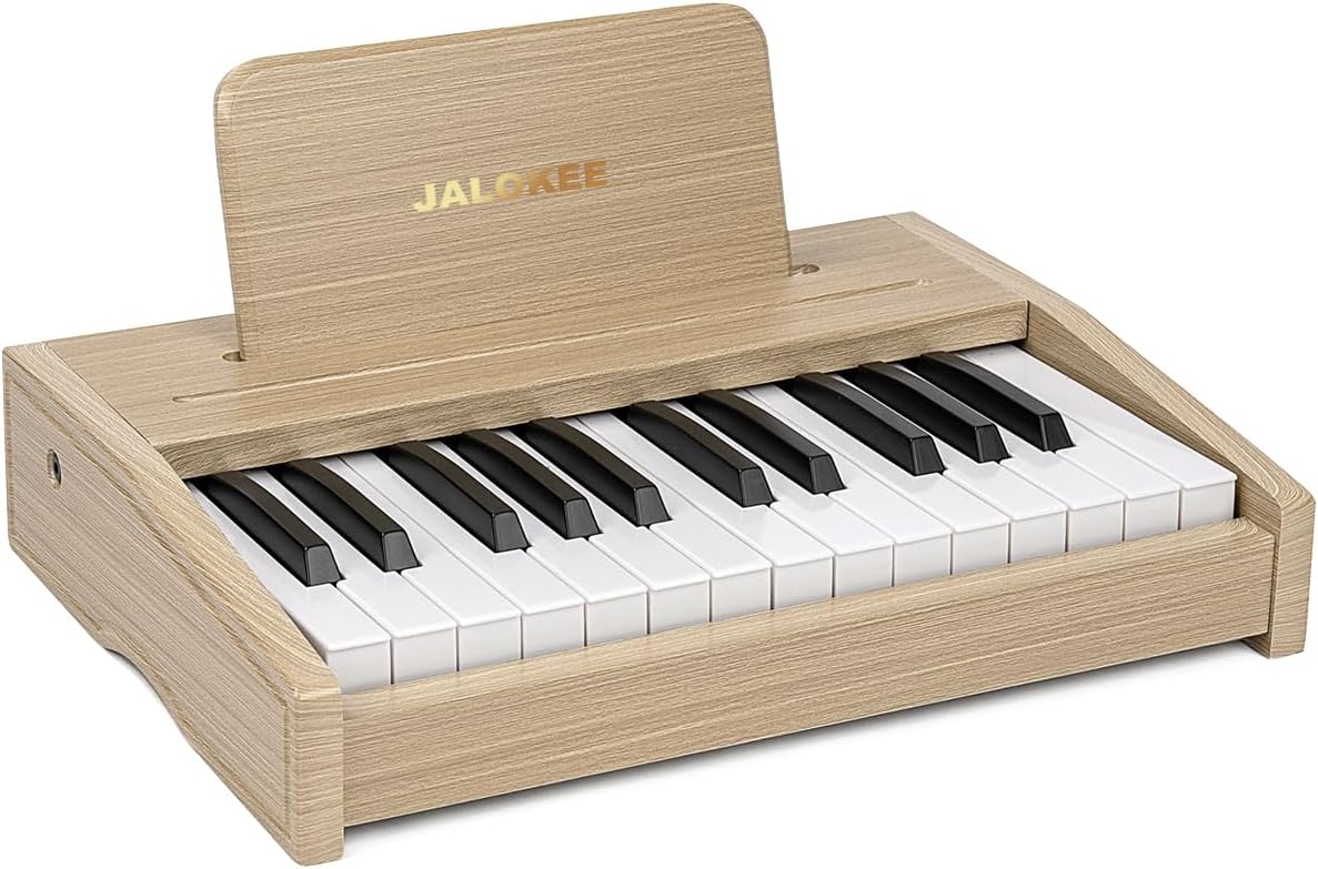 Kids Piano Keyboard, Digital Piano for Kids, Music Educational Instrument Toy, Wood Toy for 3+ Girls and Boys (Oak, 25 Keys)