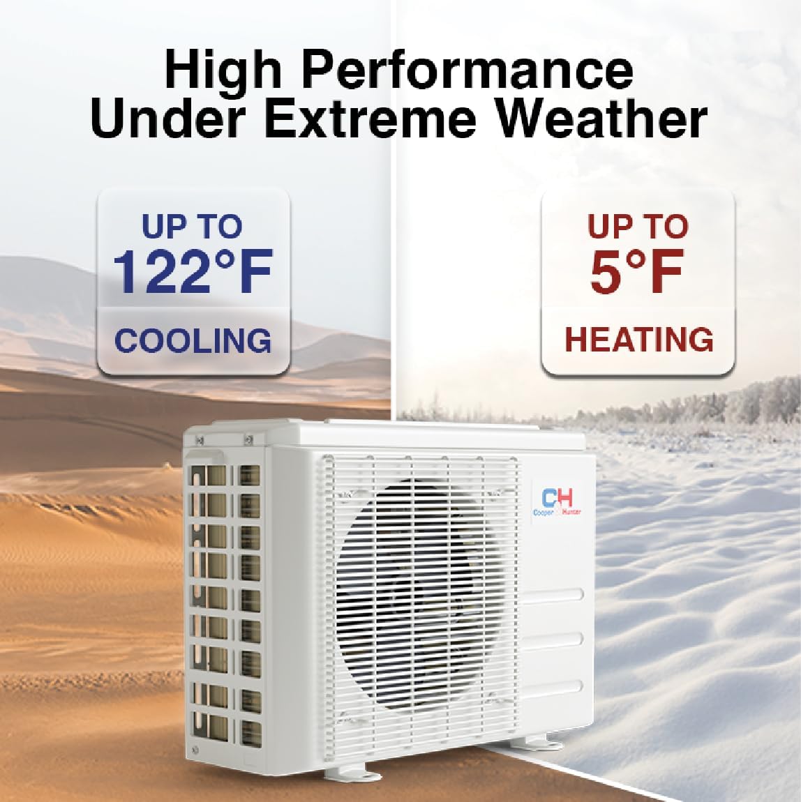 Cooper & Hunter MIA Series, Mini Split Air Conditioner and Heater, 12,000 BTU, 230V, 20.5 SEER2, 1 Ton, Wall Mount Ductless Inverter Heat Pump System, With 16ft Installation kit