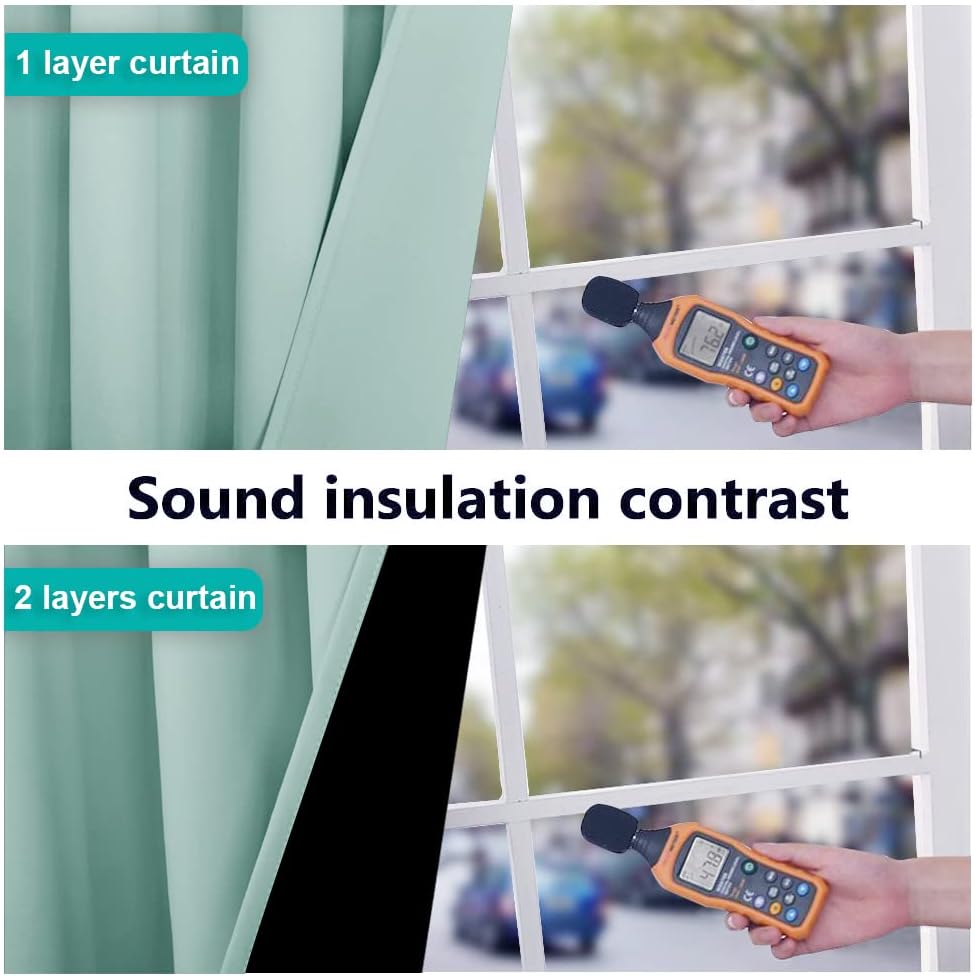 NICETOWN 100% Blackout Blinds, Set of 2, 46" x 96", Aqua Blue, Laundry Room Decor Window Treatment Curtains for Large Patio Sliding Door, Thermal Insulated Curtains for Bedroom