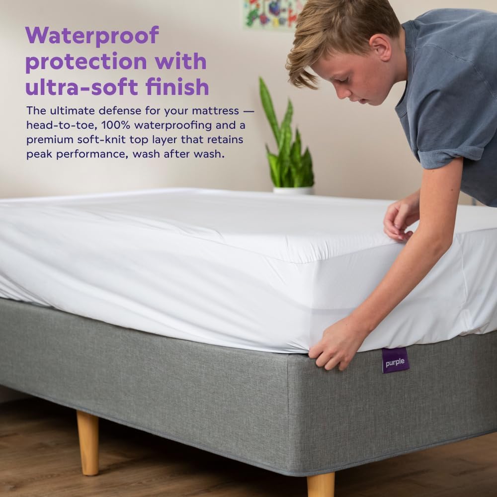 Purple Deep Pocket Waterproof Mattress Protector - California King, Fits Mattresses 15.5" - 20" - Durable Protection with Comfort-First Design for All Mattress Types