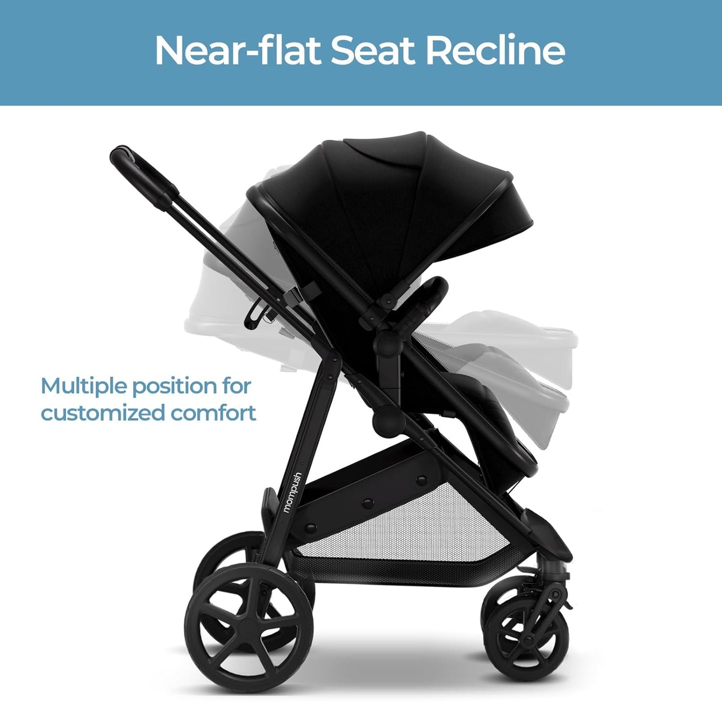 Mompush Wiz 2 in 1 Baby Stroller with Bassinet Mode, Convertible Infant Stroller for Newborn and Toddler with Reversible Seat and Large UPF 50+ Canopy
