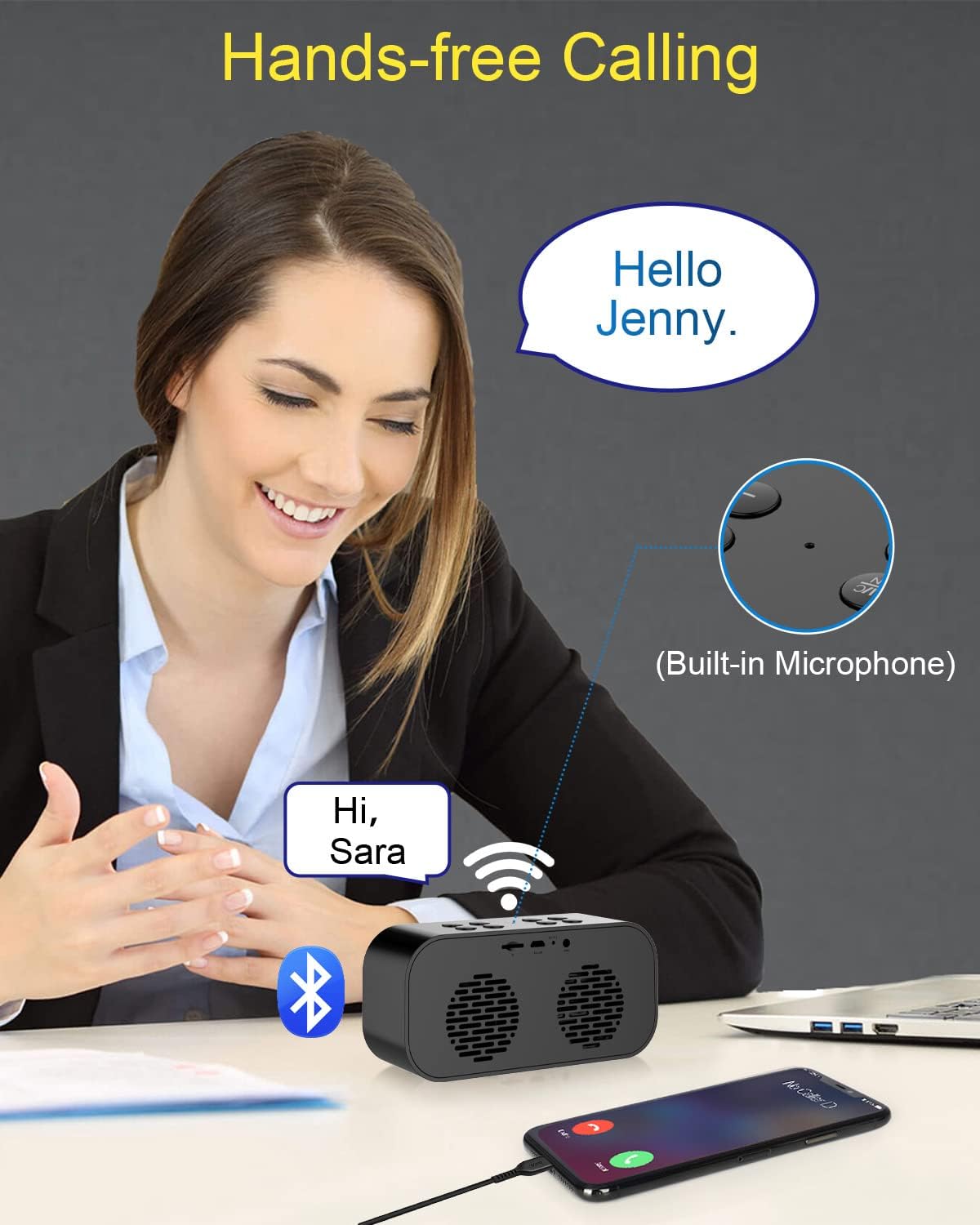 AFK Alarm Clock for Bedroom/Office,Digital Clock with Bluetooth Speaker,Small Alarm Clock for Heavy Sleepers Adults,Teens,Kids.