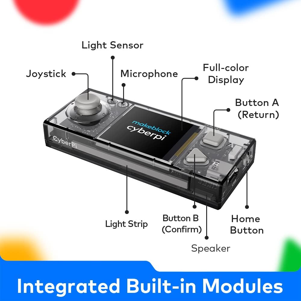 Makeblock Cyberpi Project-Based Kit, Coding for Kids 8-12 Support Scratch & Python Programming, STEM Programmable Robot Supports AI & IoT Technology with Built-in WiFi Module