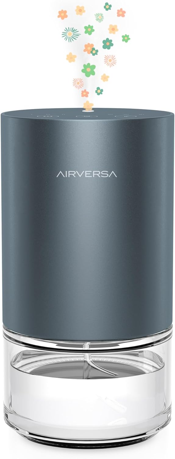 Essential Oil Diffuser Waterless Aromatherapy Diffusers for Home Large Room, Bedroom, Car, Office, Desk, Battery Operated, Small Diffuser for Pure Scent, 100mL Capacity, AN9 (Gray)