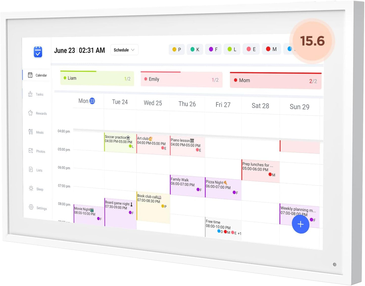 15.6 Inch Smart Digital Calendar, Wall Electronic Calendar, 1920 * 1080 IPS Full HD Touch Screen Display for Family Meal Planner Support - Streamline Household Organization