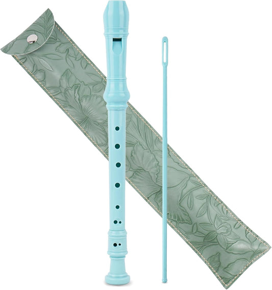 Recorder Instrument for Beginner Kids Adults,8-Hole Soprano Descant Recorder Music Flute with with Cleaning Rod & Leather Case For School Student Home Entertainment(2-Carved Dark Green)
