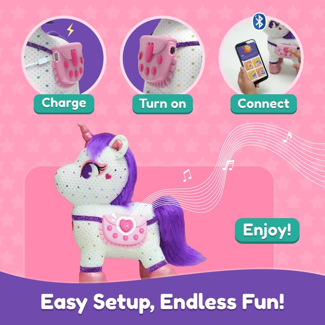 PlayShifu Smart Talking Plush Toy for Kids – ZeeZee Unicorn Doll | Interactive Singing & Storytelling Soft Toy | Bluetooth Play | Gift for Girls & Boys Ages 3–6 | Unicorn Gifts