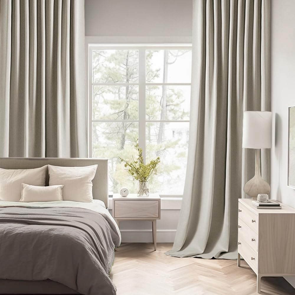 MIULEE Stone Back Tab Blackout Curtains 72 Inches Long 2 Panels Set for Living Room Bedroom Privacy, Rod Pocket/Pinch Pleat Thermal Insulated Room Darkening Pleated Light Blocking Drapes