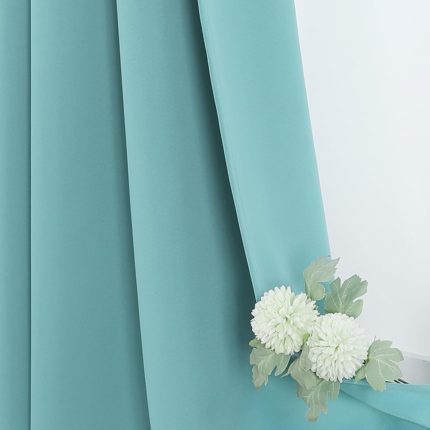 ChrisDowa Blackout Curtains 70 inches Wide for Bedroom - 2 Panels Set Extra Wide Grommet Thermal Insulated Room Darkening Curtains for Living Room (Aqua, 70 x 84 Inch)