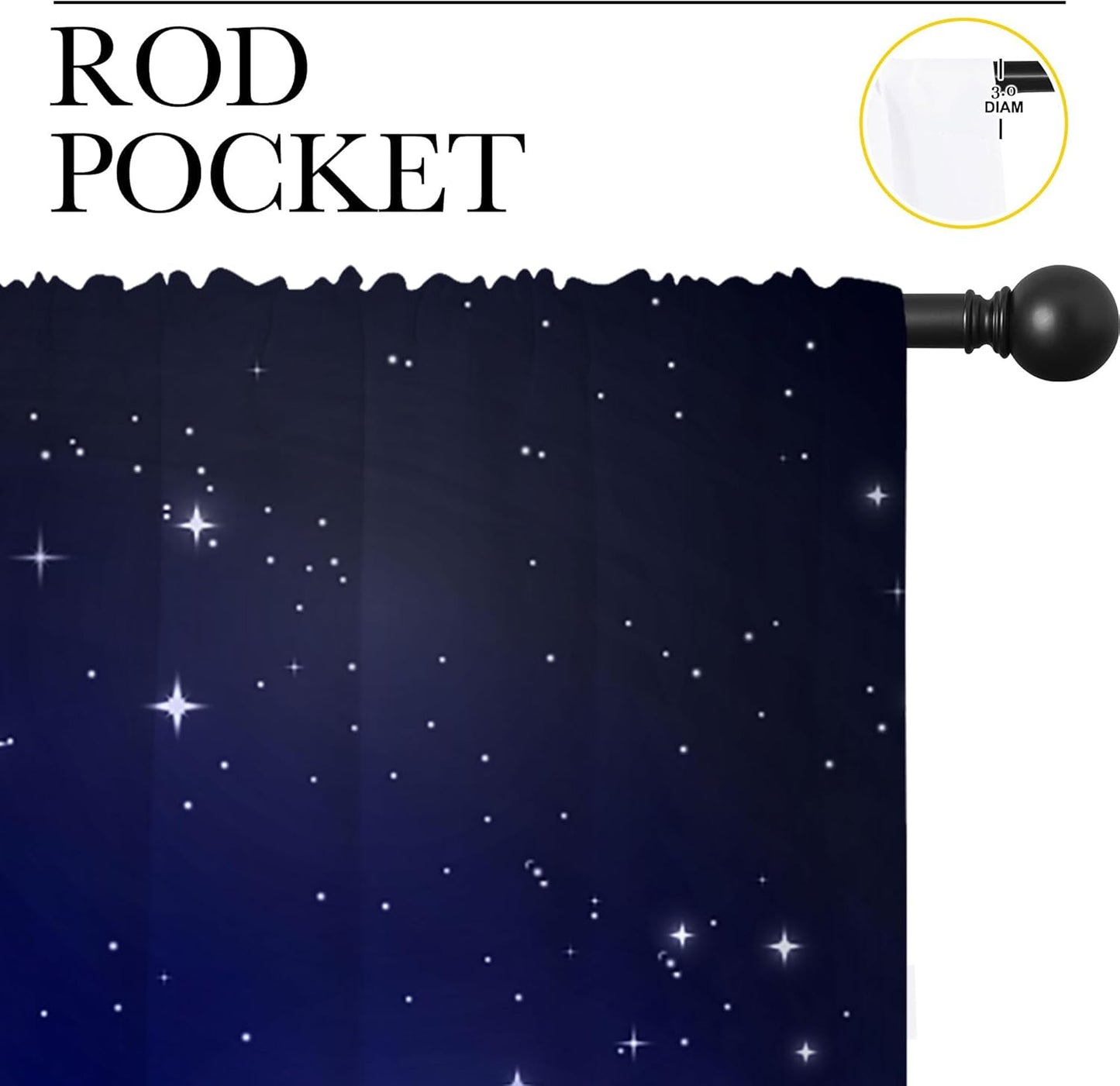 City Rod Pocket Blackout Curtains for Boy Girl Bedroom, New York Skyline Modern City Starry Sky Night View Home Energy Efficient Light Filtering Window Curtain for Living Room, 84x63 inch