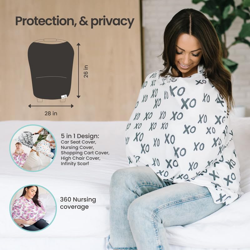 Copper Pearl Multi-Use Cover: Car Seat & Stroller Cover for Sun - Stretchy Fabric, All-Season Use, Stylish Designs, Easy Access for Moms
