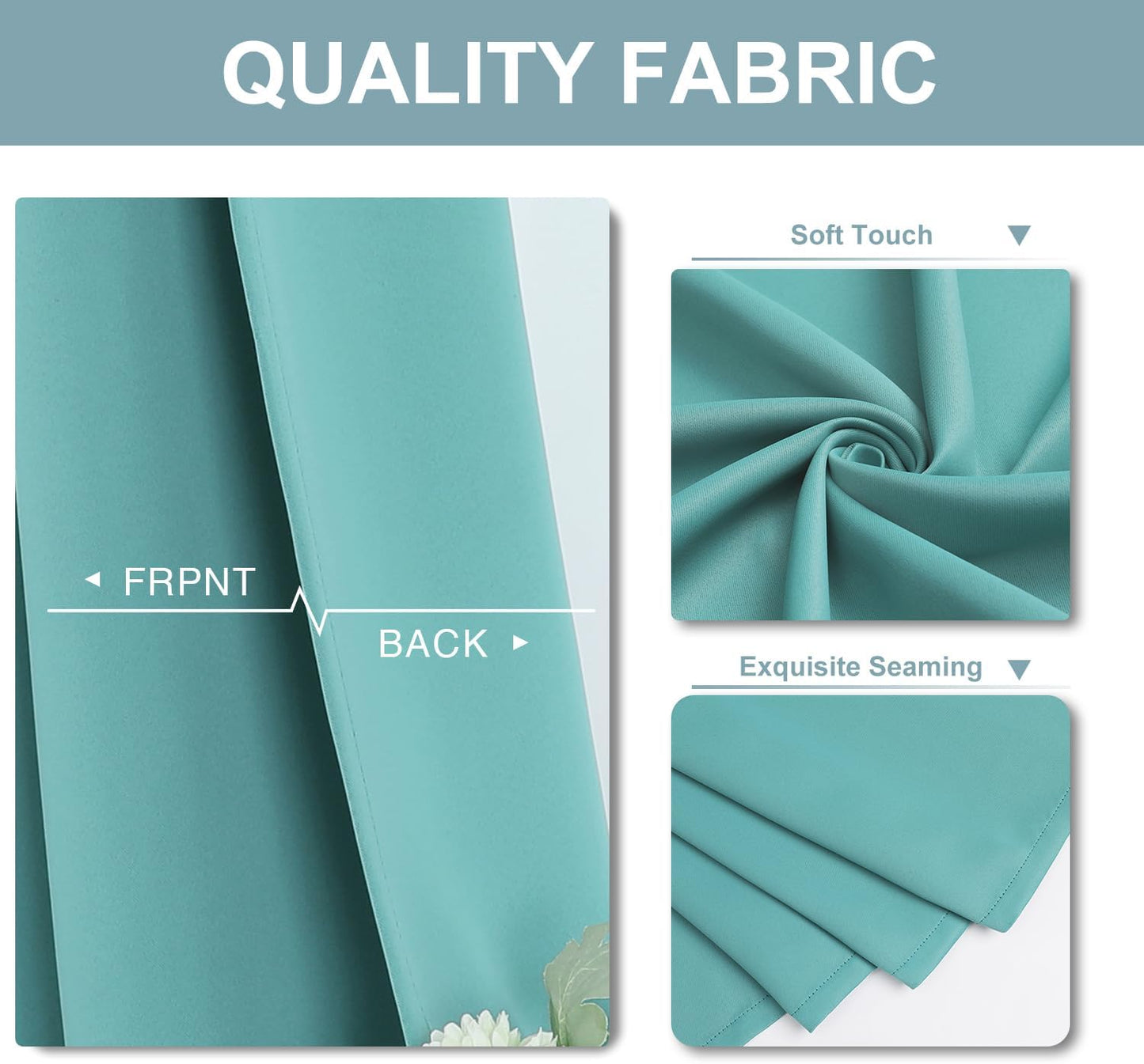 ChrisDowa Small Window Curtains 50 inches Long for Bedroom - Grommet Short Thermal Insulated Room Darkening Curtains for Kitchen (2 Panels, Aqua, 29 x 50 Inch)