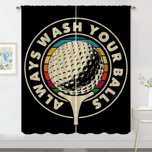 Golf Blackout Curtains for Boy Girl Room Darkening Decor,Sport Theme and White Motto Dark Background Bedroom Living Room Home Rod Pocket Thermal Insulated Window Curtain/Drapes Panel,72x63 Inch…