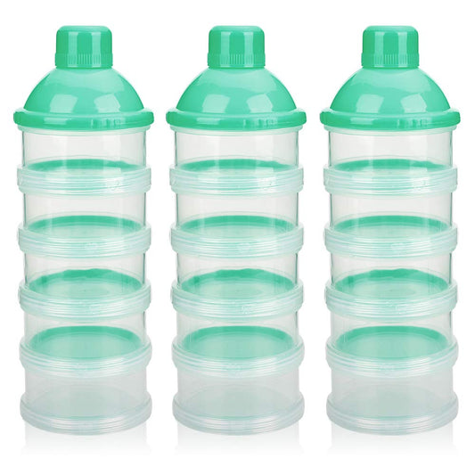 Accmor Formula Dispenser On The Go, 5 Compartments Stackable Formula Container for Travel, Baby Milk Powder Kids Snack Container, BPA Free