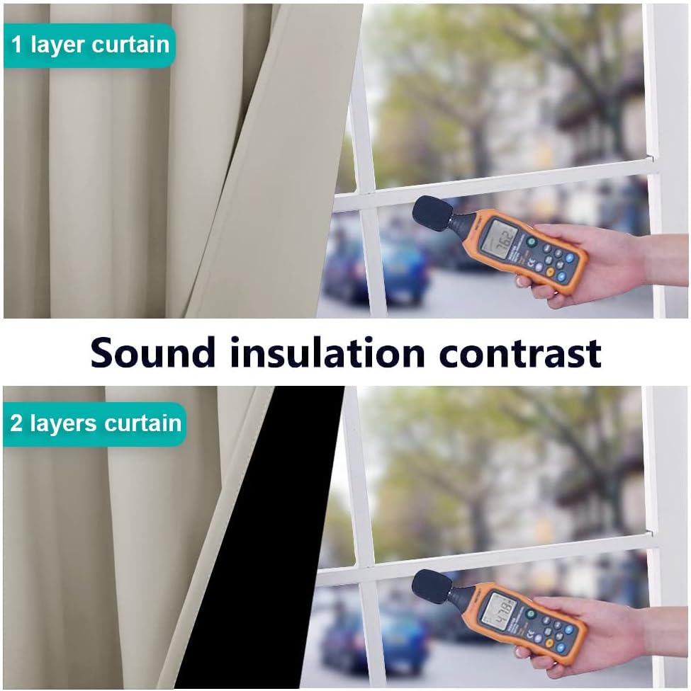 NICETOWN 100% Blackout Window Curtain Panels, Full Light Blocking Drapes with Black Liner for Nursery, 72-inch Drop Thermal Insulated Draperies (Natural, 2 Pieces, 42-inch Wide Per Panel)