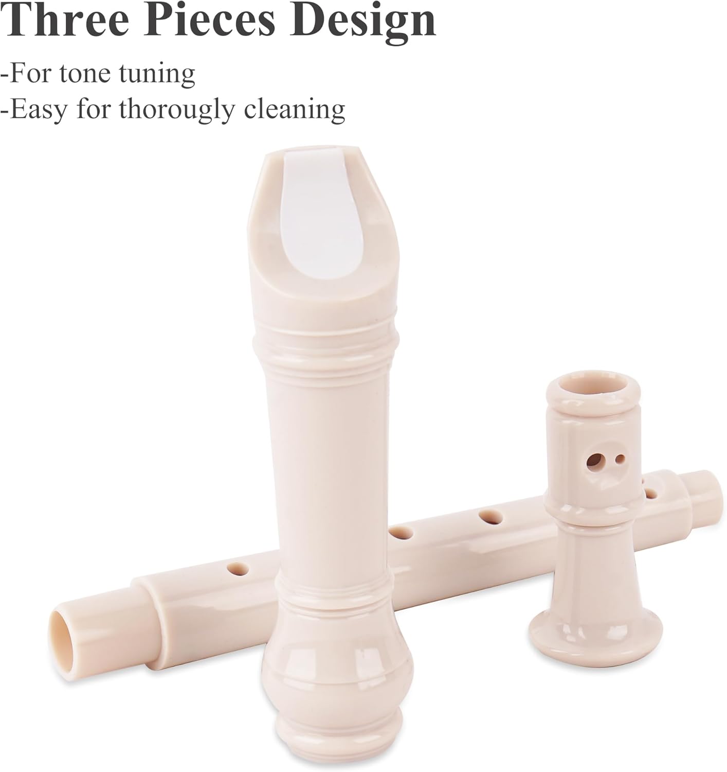 LIZIMANDU Recorder Instrument for Beginner Kids Adults,8-Hole Soprano Descant Recorder Music Flute with with Cleaning Rod & Leather Case For School Student Home Entertainment(2-Beige)