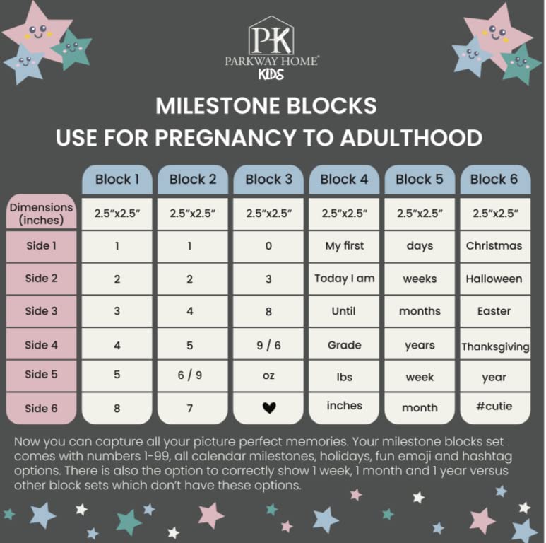 Blue Baby Monthly Milestone Blocks. Baby Age Blocks for Girl or Boy Baby Photo Props and Baby Shower. Month Baby Milestone Blocks with Grammatically Correct Month and Year