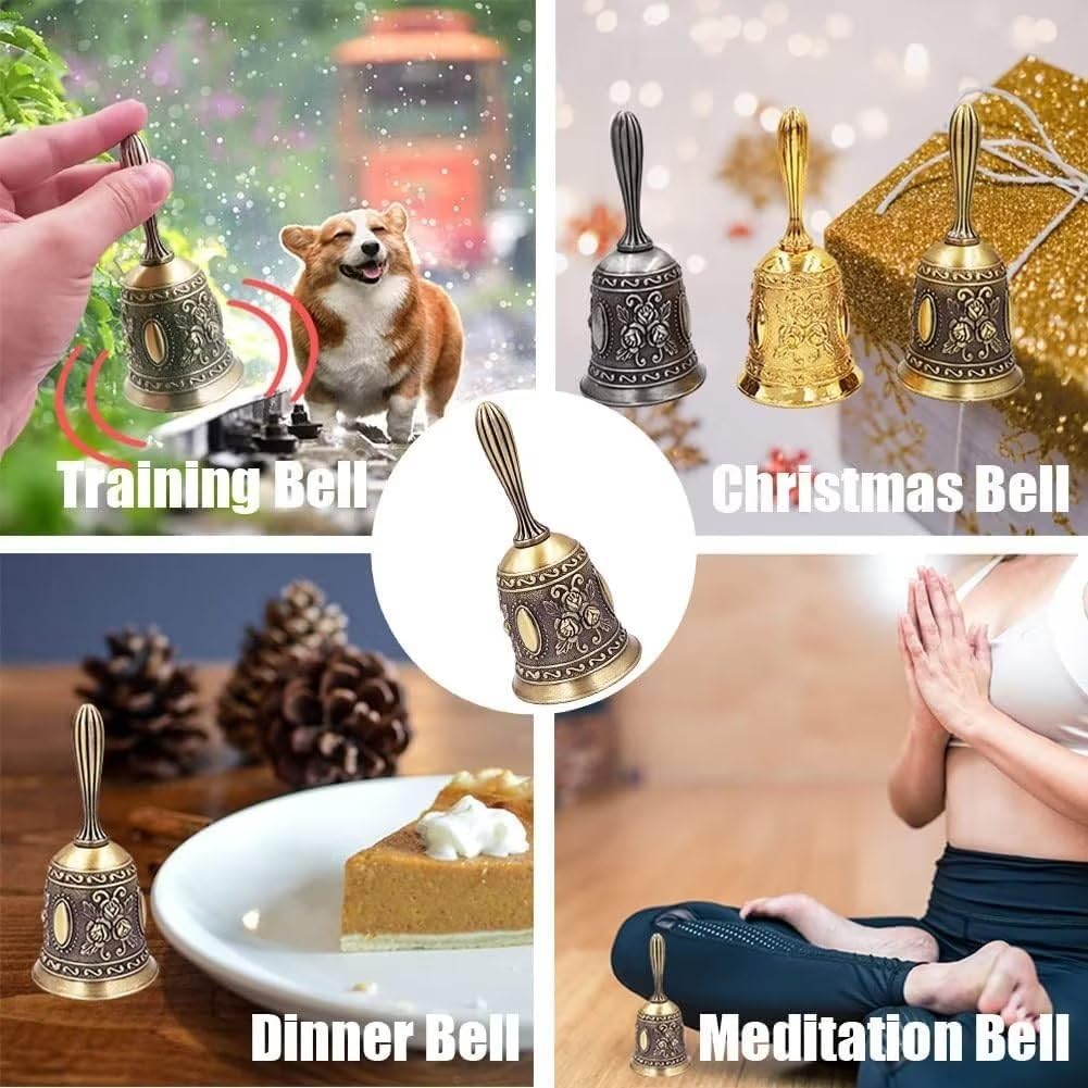 Hourwof Metal Wedding & Christmas Bells - Decorative Service Call Bells, Silver