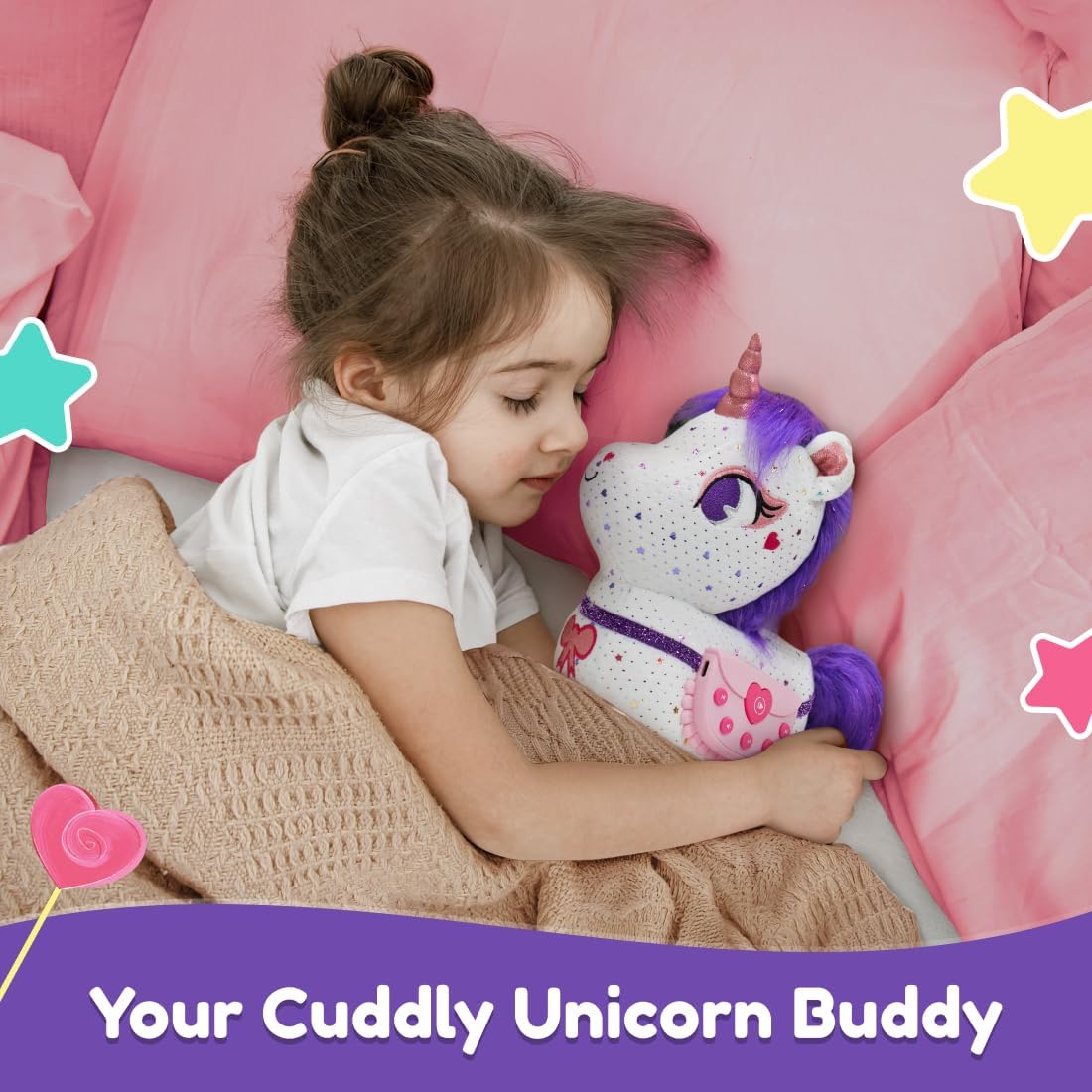 PlayShifu Smart Talking Plush Toy for Kids – ZeeZee Unicorn Doll | Interactive Singing & Storytelling Soft Toy | Bluetooth Play | Gift for Girls & Boys Ages 3–6 | Unicorn Gifts