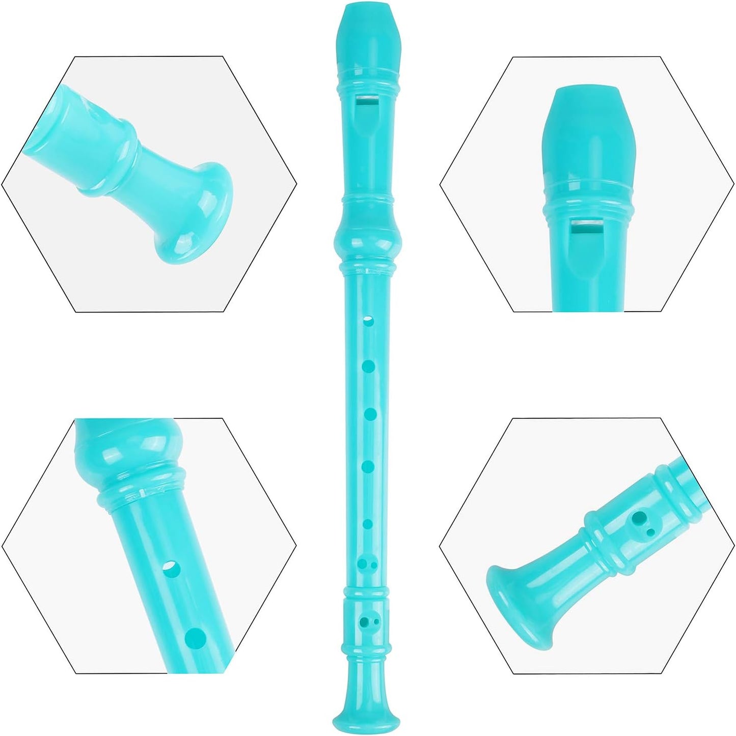 Soprano Recorder Descant Flauta Recorder 8 Hole ABS Clarinet German Style Treble flute C Key for Kids Children With Fingering Chart Instructions with Cleaning Rod Bag pink