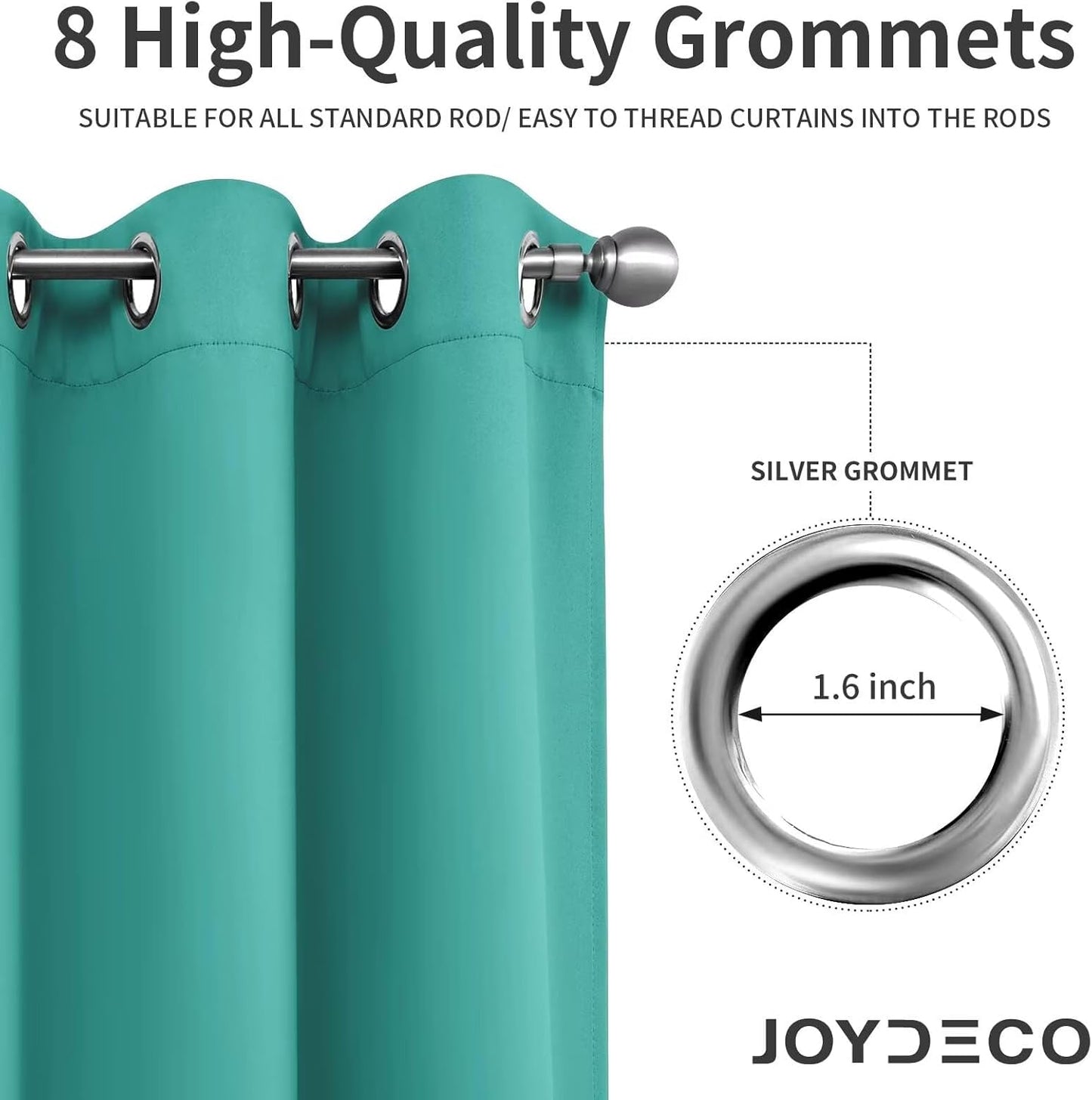 Joydeco Blackout Curtains 54 Inch Length 2 Panels Set, Thermal Insulated Long Curtains& Drapes 2 Burg, Room Darkening Grommet Drapes for Living Room Bedroom Window (W52 x L54 Inch, Peacock Blue)