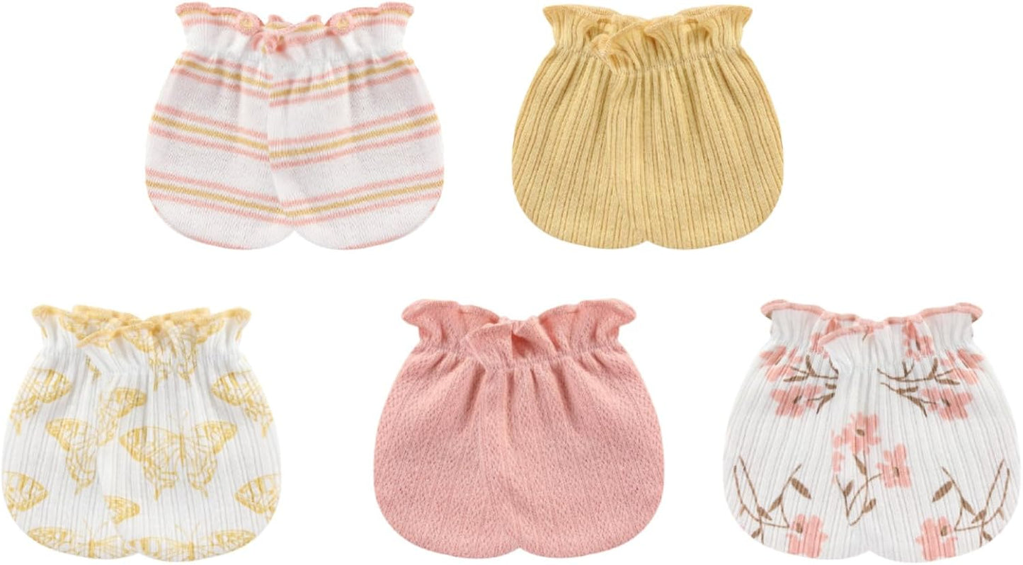 Baby Hat and Mittens Set Cotton Newborn Baby Hats Caps for Boys and Girls, 0-6 Months