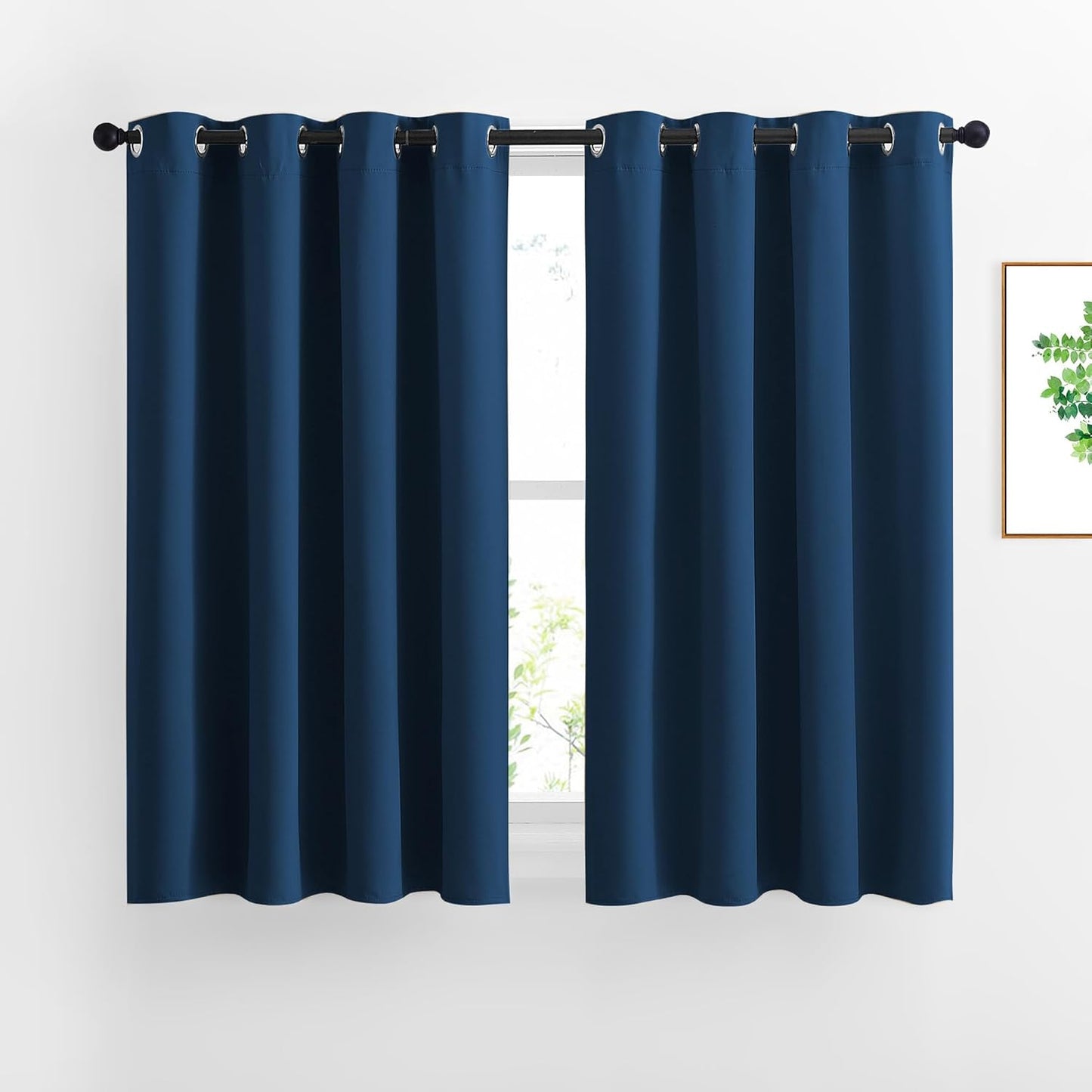 NICETOWN Blackout Curtains and Drapes for Kitchen - Thermal Insulated Solid Grommet Top Blackout Panels/Draperies for Kid's Room (1 Pair, 52 x 54 inches in Moroccan Blue)