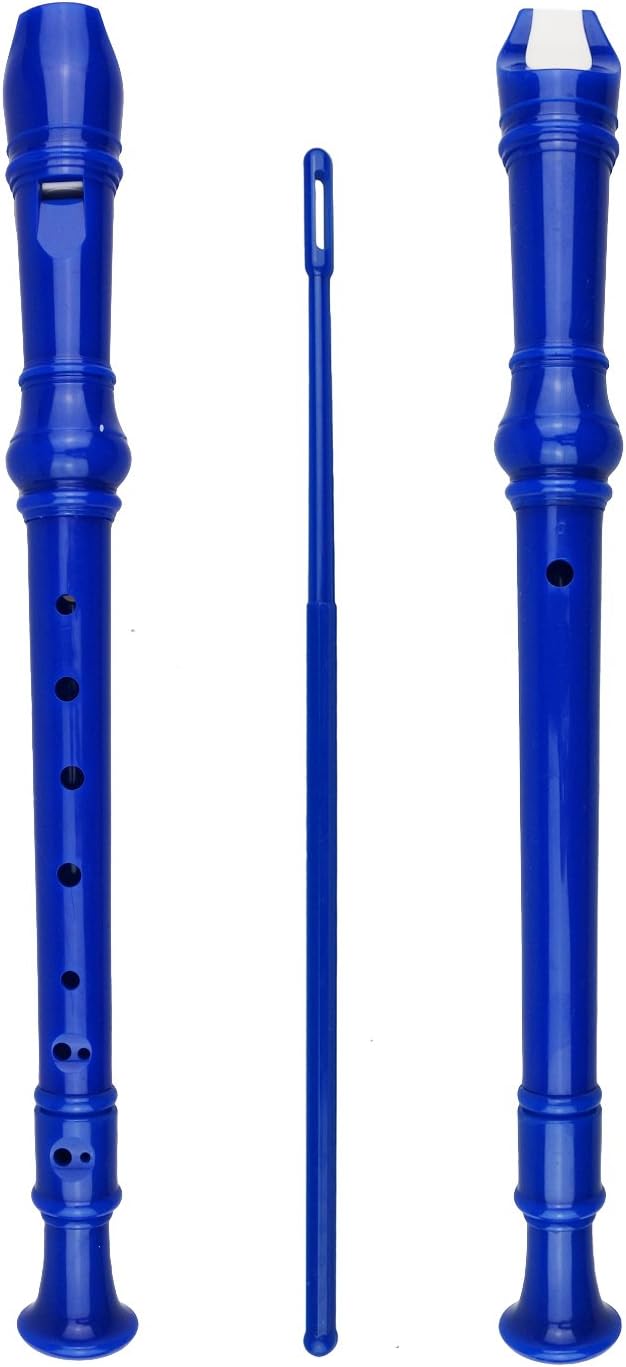 6 Pack German Style 8 Hole-3 Piece Descant Soprano Recorders with Cleaning Rod, Black Storage Bag, ABS Material (6 Colors)