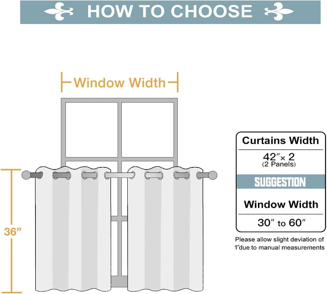 ChrisDowa Small Window Curtains for Kitchen and Bedroom - Grommet Short Thermal Insulated Room Darkening Curtains (2 Panels, Navy Blue, 42 x 36 Inch)