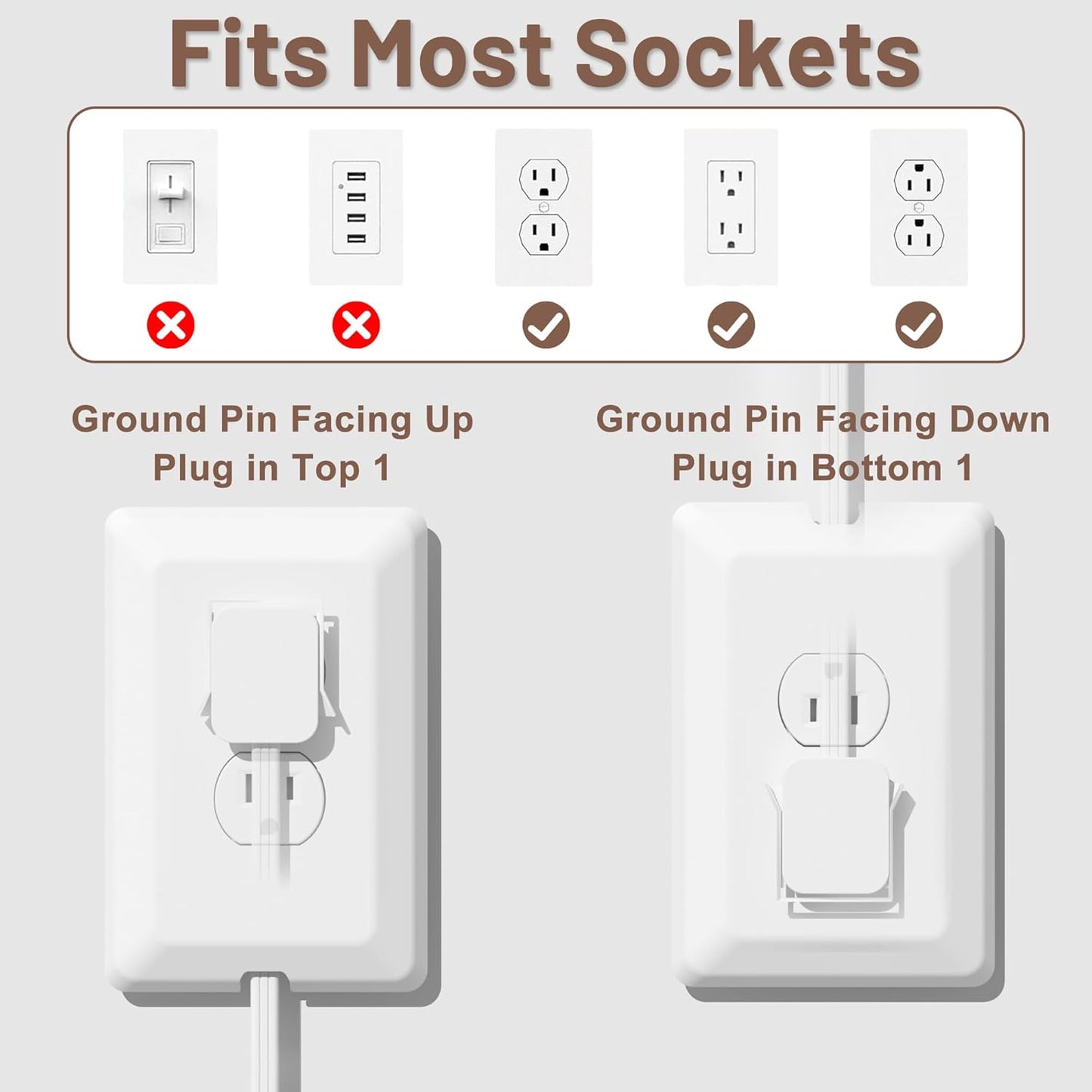 5FT Flat Extension Cord Ultra Thin Outlet Concealer with Cord Concealer Kit,Flat Outlet Extender with 3 Outlet Power Strip,Universal Size Flat Plug Power Strip for Home,ETL Listed,White