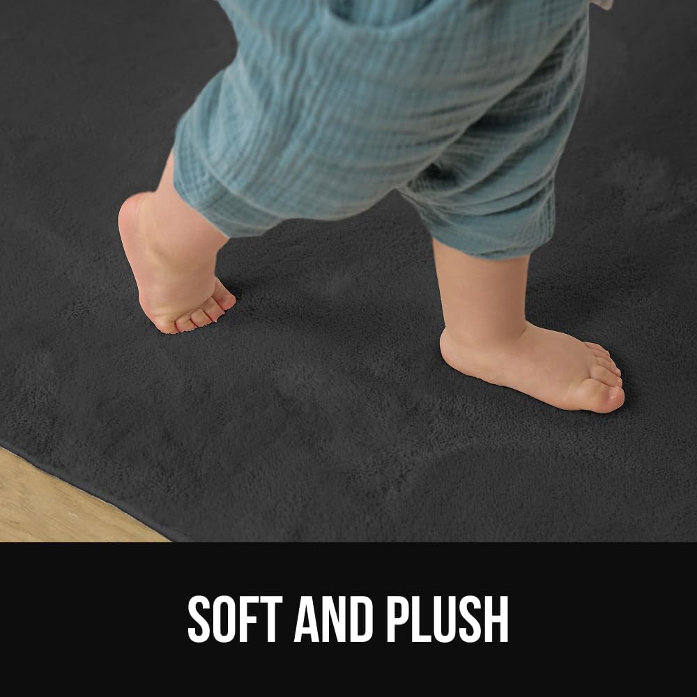 GORILLA GRIP Ultra Soft Washable Area Rug, Stain and Slip Resistant Plush Thick Carpet for Bedroom Living Room, No Shed Floor Rugs, Pet Friendly, Dorm Essentials, Kid Nursery Home Decor, 2x3 Dark Gray