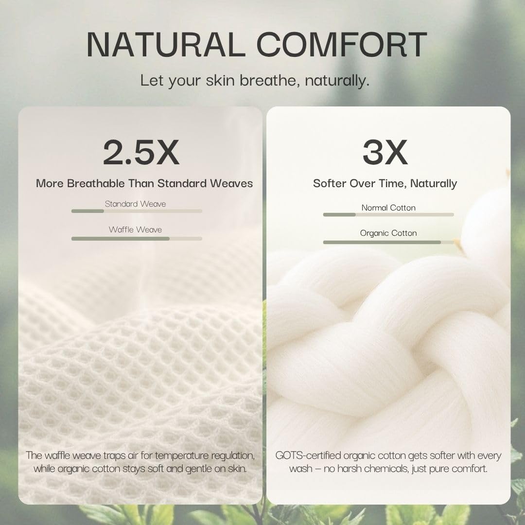 GOTS Certified 100% Organic Cotton Salt Earth Throw Blanket, 90"X 90" Blankets & Throws For Bed, Throw Blanket For Couch,Modern & Cozy Blanket, All Season Waffle Blanket, Soft Blanket (Cinnamon Stick)