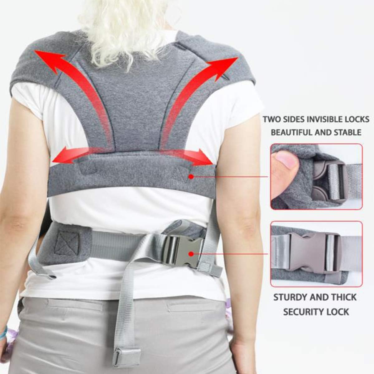 Baby Wraps Carrier Sling, Baby Carrier for Newborns and Toddlers,Skin-Friendly and Soft Front Baby Carrier Wrap Perfect Baby Gifts (Light Grey, Cotton)