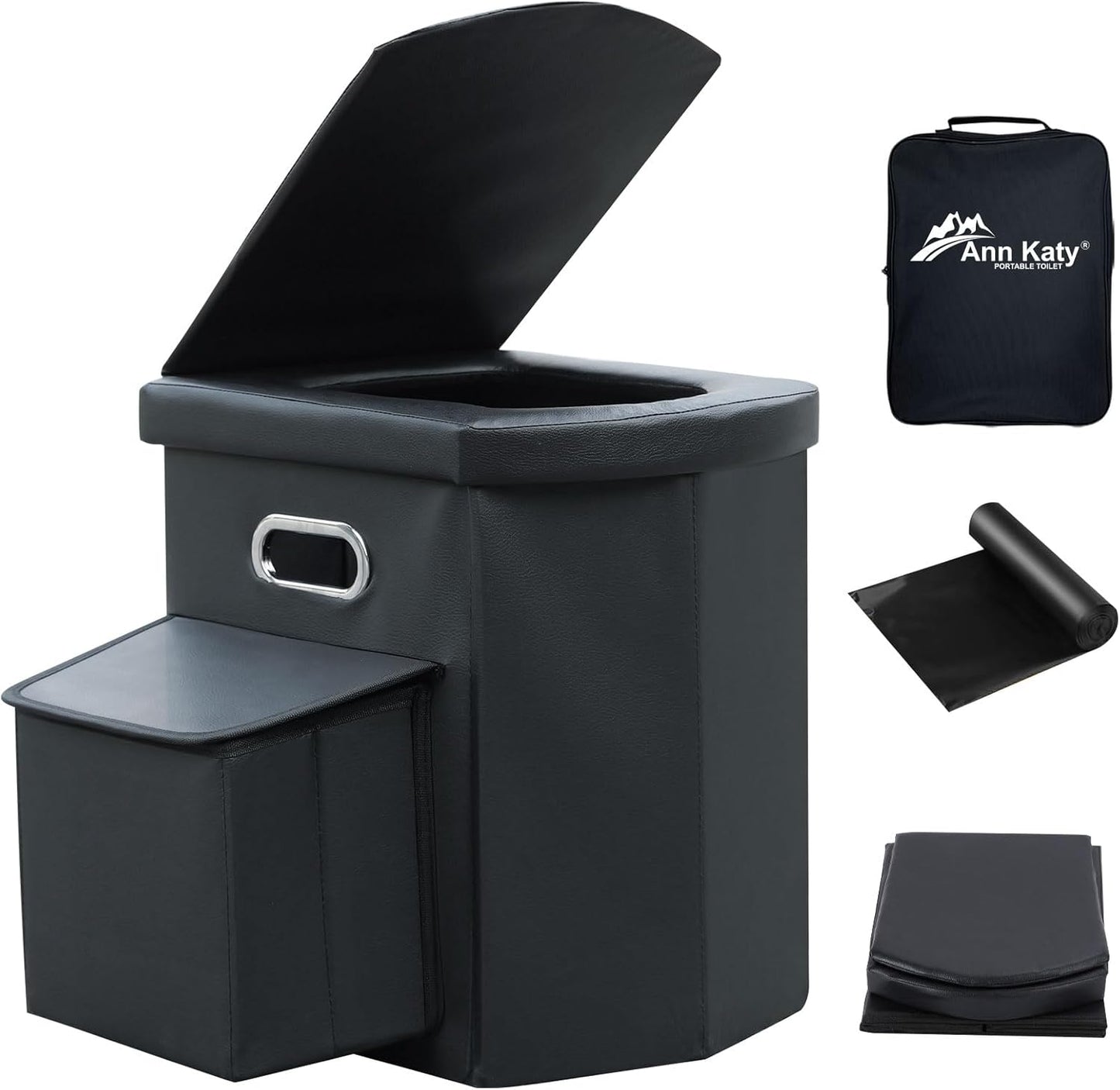 Upgrade XL Portable Toilet for Adults, Extra Large Portable Travel Floding Toilet, Camping Tall Toilets with Lid for Adults and Kids Compact Potty for Car,Hiking,Beach and Camping